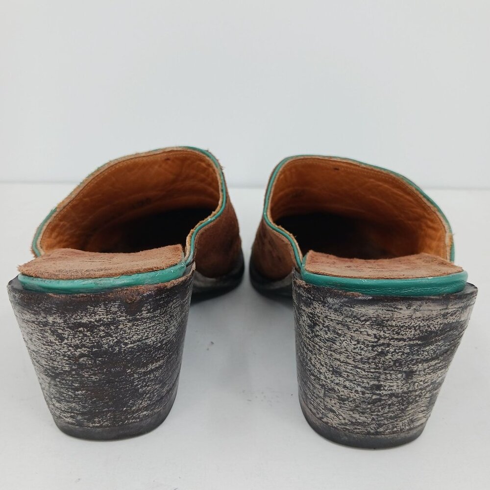 Old Gringo Leopard Print Suede Mules Size 5B Turq… - image 8